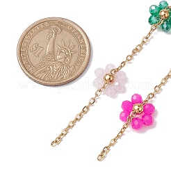 Colorful Glass Beaded Flower Link Chains&nbsp;AJEW-JB01209-01