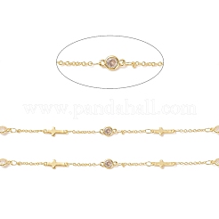 Clear Cubic Zirconia Flat Round & Cross Link Chains&nbsp;CHC-P009-10G