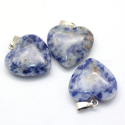 Heart Natural Blue Spot Jasper Pendants&nbsp;X-G-Q438-10