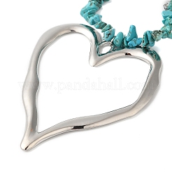 Boho Dyed Synthetic Turquoise Chip & Plastic Pearl Multi Layered Necklaces&nbsp;NJEW-U006-04B-P