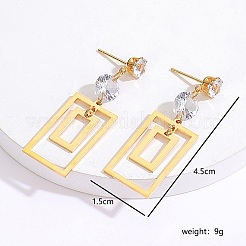 Stainless Steel Dangle Stud Earrings with Cubic Zirconia for Women&nbsp;US6839