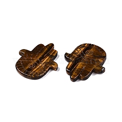 Natural Tiger Eye Hamsa Hand with Eye Figurines&nbsp;DJEW-N003-04D