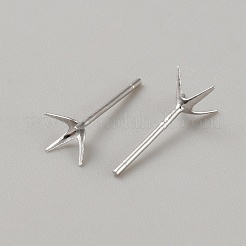 Rhomdium Plated 925 Sterling Silver Stud Earring Findings&nbsp;STER-WH0009-15C-P