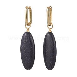 2 Pairs Synthetic Blue Goldstone & Natural Howlite Hoop Earrings&nbsp;EJEW-JE07000