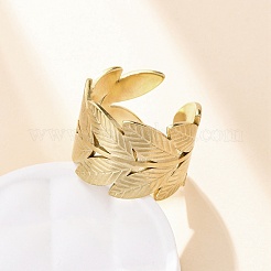 304 Stainless Steel Open Cuff Ring for Women&nbsp;LS-RJEW-Z083-02G-02