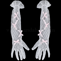 Bowknot Polyester Long Lace Gloves&nbsp;AJEW-WH20007-92A