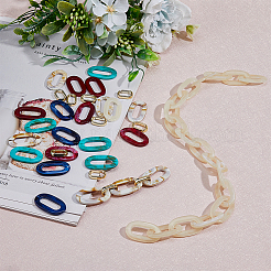 Acrylic Imitation Gemstone & CCB Plastic Linking Rings&nbsp;OACR-FH0001-045