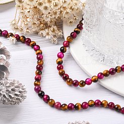 Natural Rose Tiger Eye(Dyed & Heated) and Yellow Tiger Eye(Dyed & Heated) Beads Strands&nbsp;G-G101-6mm-1