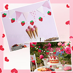 Polyester & Felt Strawberry Flags Hanging Banners&nbsp;DIY-WH20062-92