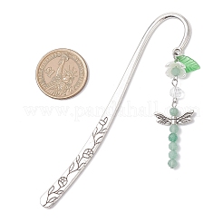 8Pcs Dragonfly Natural Gemstone & Alloy & Acrylic Flower Bookmarks&nbsp;AJEW-JK00400