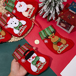 12Pcs 4 Styles Cloth Christmas Stocking Gift Bag Pendant Decoration&nbsp;FIND-SP0020-60D