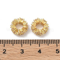 Flower Brass Clear Cubic Zirconia European Beads&nbsp;KK-D228-12G