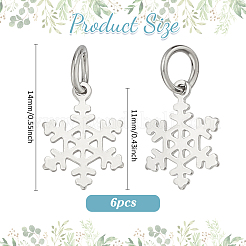 6Pcs 925 Sterling Silver Snowflake Charms&nbsp;PALLOY-PH01786