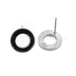 Brass with Enamel Stud Earring Findings&nbsp;KK-S356-674P-NF