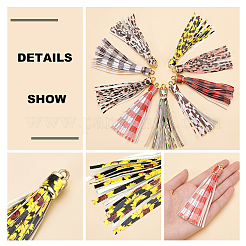 9pcs 9 colors PU Imitation Leather Tassel Pendants&nbsp;FIND-WR0005-86