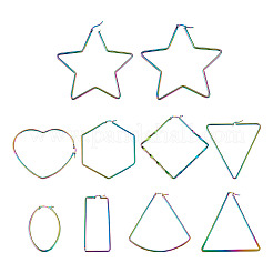 9Pairs 9 Style 304 Stainless Steel Geometric Hoop Earrings&nbsp;STAS-FW0001-21