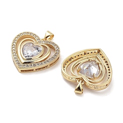 Rack Plating Brass Micro Pave Clear Cubic Zirconia Pendants&nbsp;KK-Z064-07G