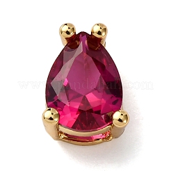 Teardrop Brass Micro Pave Cubic Zirconia Slide Charms&nbsp;KK-C119-16G