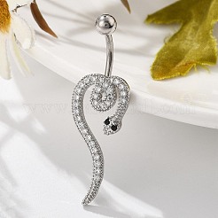 Alloy Rhinestone Snake Curved Barbell Belly Rings&nbsp;AJEW-R007-03P-02