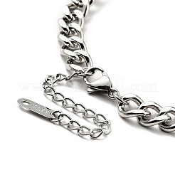 Non-Tarnish 304 Stainless Steel Rectangle Pendant Necklace with Curb Chains for Men Women&nbsp;NJEW-P229-18P