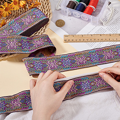 7M Ethnic Style Embroidery Flower Polyester Ribbon&nbsp;OCOR-WH0078-235
