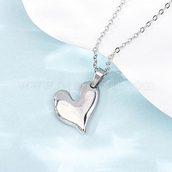 304 Stainless Steel Heart Pendant Cable Chain Necklaces for Men Women&nbsp;NJEW-K308-02C-P