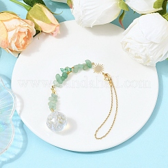 3Pcs Round Glass & Natural Amethyst & Rose Quartz & Green Aventurine Chips Hanging Suncatchers&nbsp;HJEW-JM04209