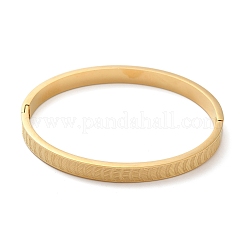 304 Stainless Steel Stripe Textured Hinged Bangles for Women&nbsp;LS-BJEW-E099-04G-02