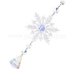 AB Color Glass Snowflake Pendant Decorations&nbsp;AJEW-Q144-02P-01