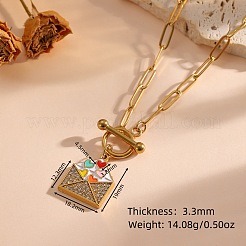 304 Stainless Steel Rhinestone Enamel Colorful Heart Envelope Pendant Necklaces with OT Clasps for Women&nbsp;WG8DC21-01