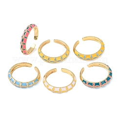 Brass Enamel Cuff Open Rings&nbsp;RJEW-P183-04G-M