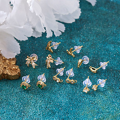 12Pcs 6 Style Brass Micro Pave Cubic Zirconia Stud Earring Findings&nbsp;KK-FW0001-10