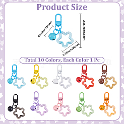 10Pcs 10 Colors Hollow Out Star Resin Pendant Decorations&nbsp;HJEW-BBC0001-42