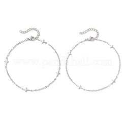 304 Stainless Steel Cross Link Anklets&nbsp;AJEW-AN00722-01