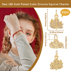 12Pcs Brass Micro Pave Cubic Zirconia Charms&nbsp;ZIRC-BBC0002-78