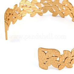 304 Stainless Steel Hollow Flower Open Cuff Bangles for Women&nbsp;BJEW-K241-03B-G