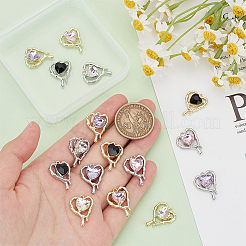 16Pcs 8 Colors Glass Melting Heart Pendant&nbsp;PALLOY-DR0001-02