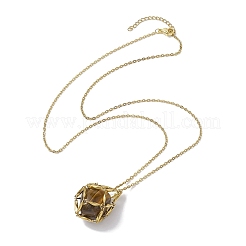 Crystal Stone Cage Pendant Necklaces&nbsp;NJEW-JN04760-03