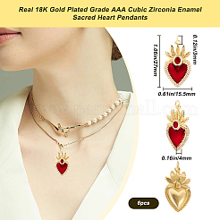 6Pcs Brass Micro Pave Clear Grade AAA Cubic Zirconia Pendants&nbsp;KK-BBC0015-32A