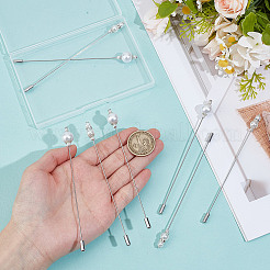 8Pcs 2 Styles ABS Plastic Imitation Pearl & Brass Brooches&nbsp;JEWB-DR00018