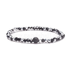 Natural  Lava Rock Essential Oil Stretch Bracelet with Glass for Women&nbsp;BJEW-JB07661