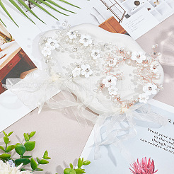 2Pcs 2 Colors Wedding Bridal Flower ABS Plastic Imitation Pearl Headband&nbsp;OHAR-GO0001-09