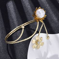 Lotus Alloy Arm Cuff Bangles for Girl Women&nbsp;LS-AJEW-A063-01J-G