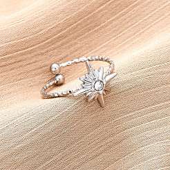 304 Stainless Steel Rhinestone Cuff Rings&nbsp;RJEW-D306-23P