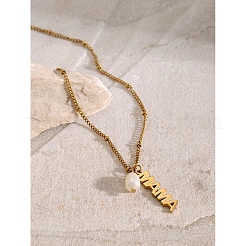 Mother's Day 304 Stainless Steel with Natural Freshwater Pearl Necklaces&nbsp;FS-WG5F984-01