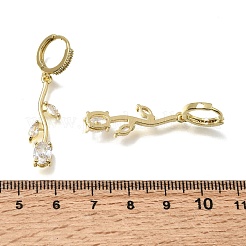 Brass Micro Pave Cubic Zirconia Hoop Earrings&nbsp;CU-CBA108A-14G-02