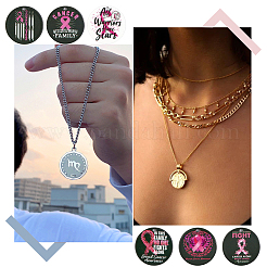6Pcs 6 Style Breast Cancer Pink Awareness Ribbon Style 201 Stainless Steel Pendants&nbsp;STAS-CA0001-91
