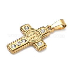 304 Stainless Steel Crystal Rhinestone Pendants&nbsp;STAS-F336-15G-01