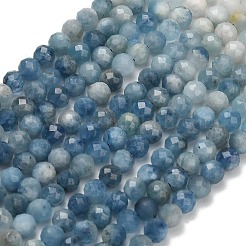 Gradient Color Natural Devil Blue Aquamarine Beads Strands&nbsp;G-NH0072-B01-5mm