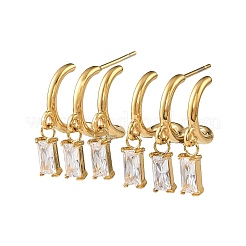 304 Stainless Steel Cubic Zirconia Dangle Stud Earrings for Women&nbsp;SA-CBA183D-11A-G